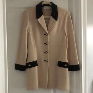 Elegant Beige and Black Women's Coat